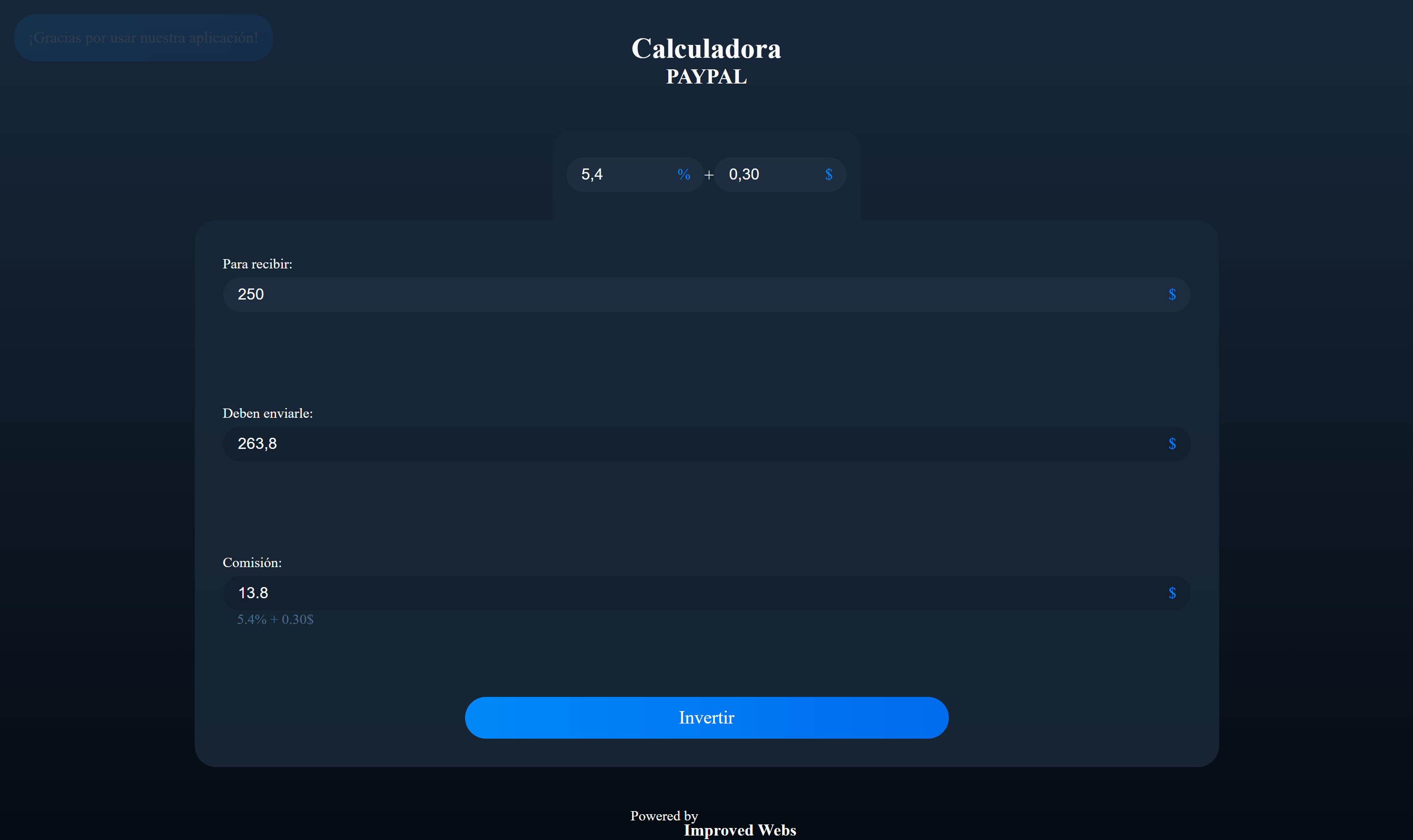 Calculadora PayPal